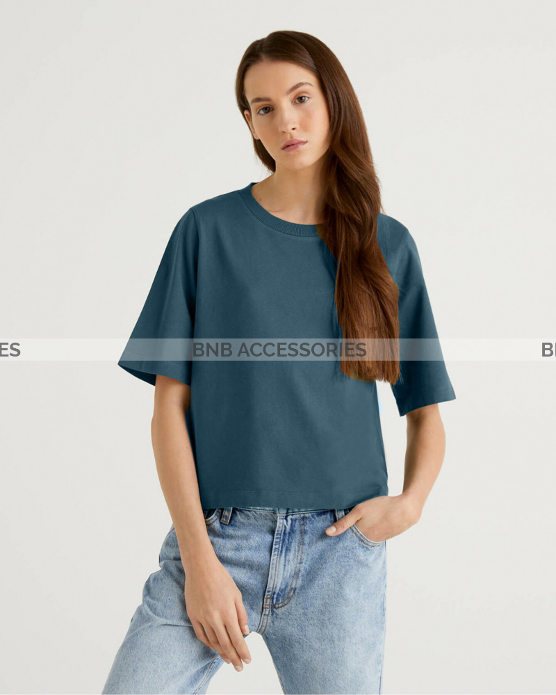 Basic Blue Boxy Fit T-Shirt For Women