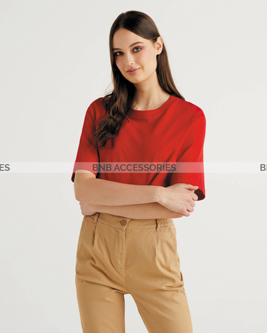 Basic Red Boxy Fit T-Shirt For Women