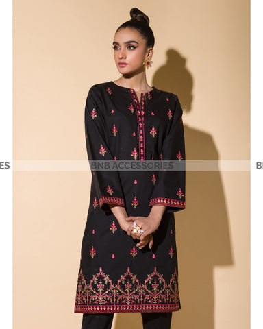 Black Unstitched Embroided Kurti For Women