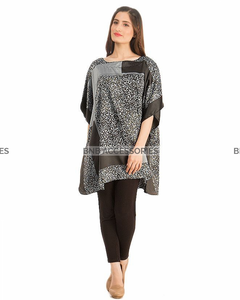 Black And Grey Poncho For Women
