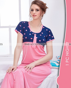 Pink silk night gown for women