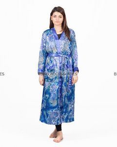 Blue Printed Long Gown For Women