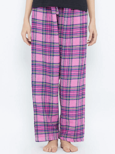 Pink Purple Checkered Pajama For Women