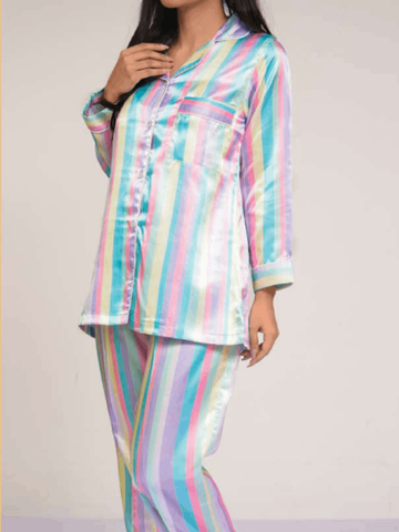 Rainbox Silk Pj Set For Women