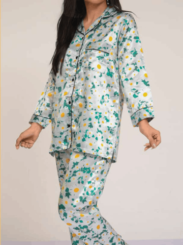 Sun Flower Silk Pj Set For Women