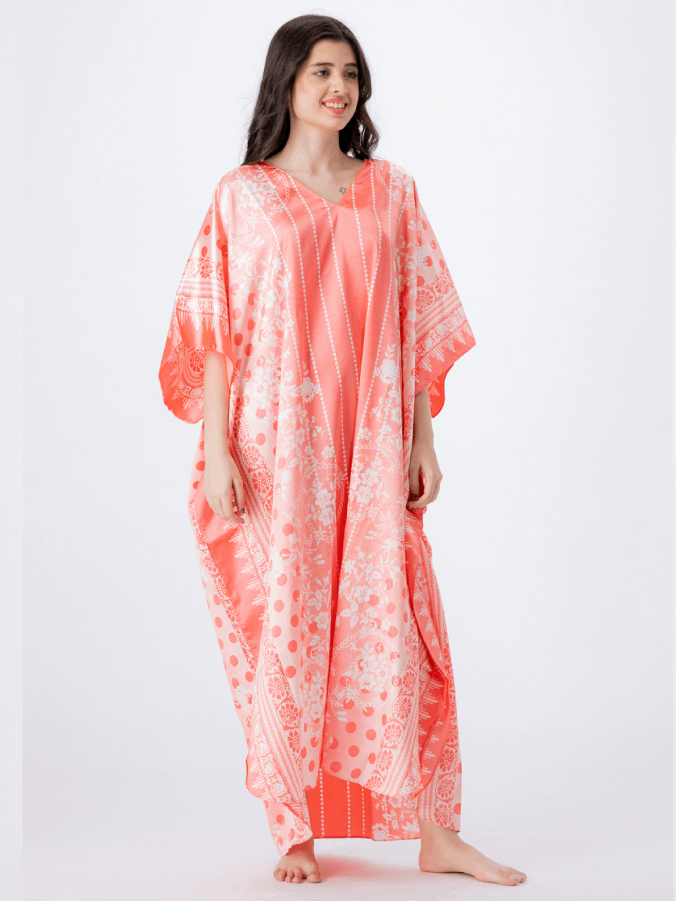 Tangerine Dream Silk Caftan For Women
