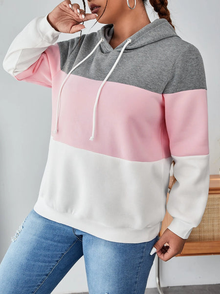 White With Grey Pink Hoodie For Women