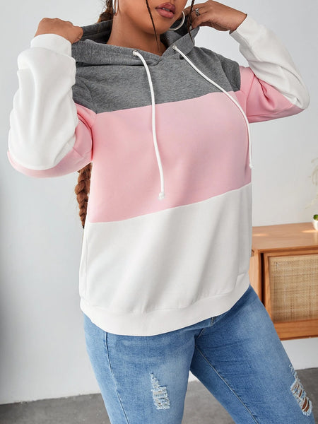 White With Grey Pink Hoodie For Women