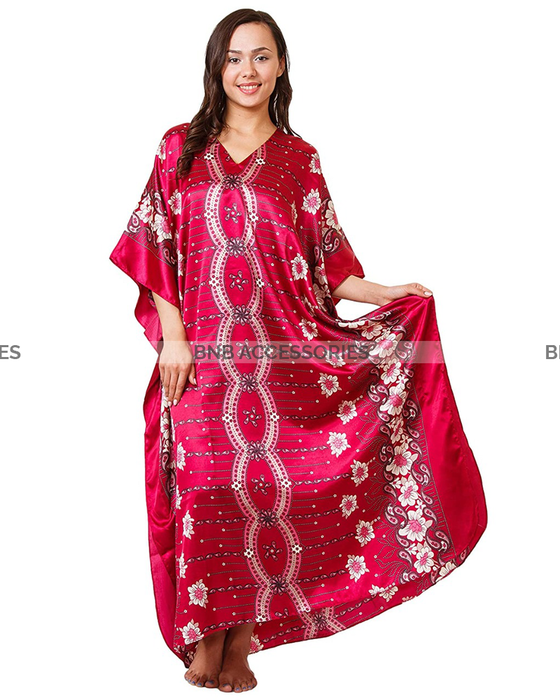 Cherry Blossom Printed Long Caftan For Women