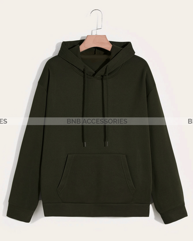 Commando Green Basic Kangaroo Hoodie For Women