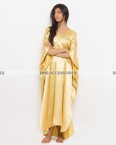 Golden Plain Silk Caftan For Women
