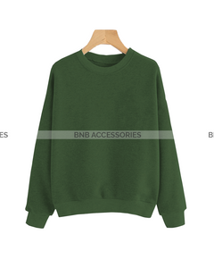 Green Basic Sweatshirt For Women