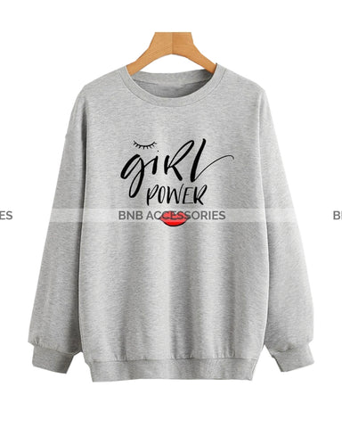 Grey Girl Power Printed Sweatshirt For Women