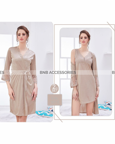 Ivory 2 piece silk nighty set for women