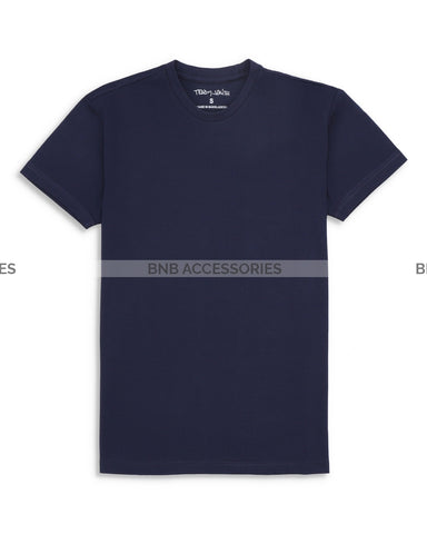 Navy Blue Half Sleeves Round Neck T-Shirt For Men