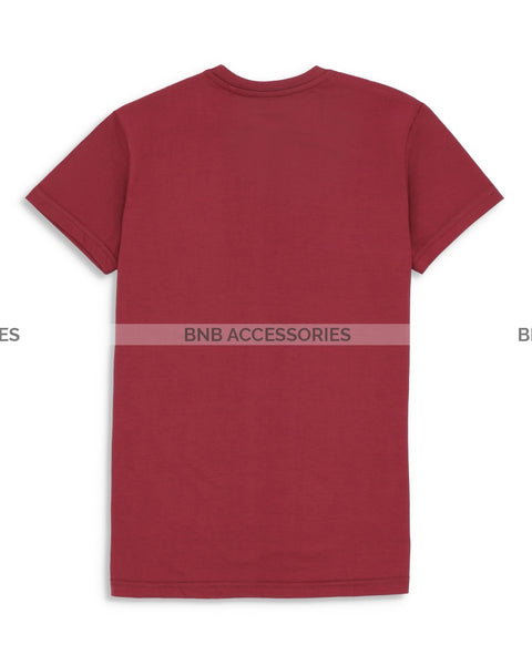 Maroon Half Sleeves Round Neck T-Shirt For Men