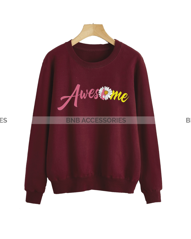 Maroon Awesome Printed Sweatshirt For Women