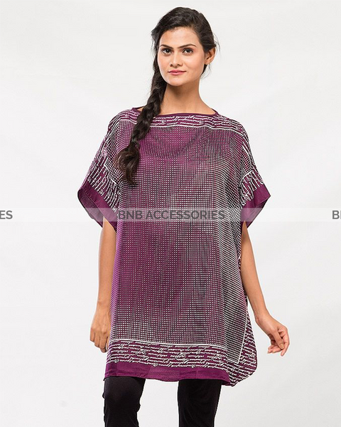 Maroon Doted Printed Poncho For Women