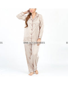 New Collection Button Pipin Sleeping Night Suit For Women