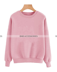 Pink Basic Sweat Shirt For Women