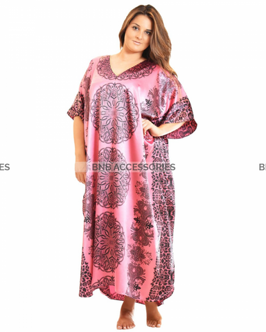 Pink Mandala Printed Long Caftan For Women