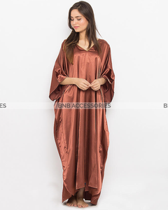 Plain Brown Silk Caftan For Women