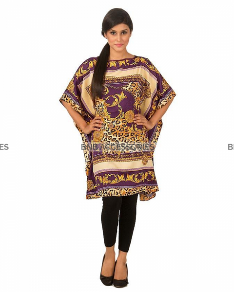 Polyester Purple Printed Poncho For Women