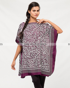 Purple Contrast Poncho For Women