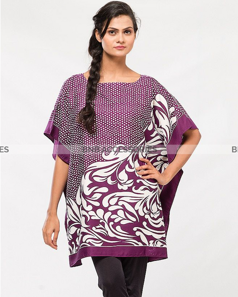 Purple With White Doted Poncho For Women