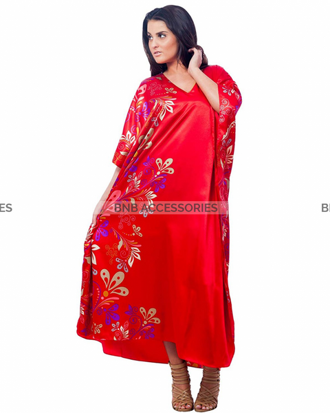 Red Silk Caftan For Women