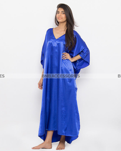 Royal Blue Plain Silk Caftan For Women