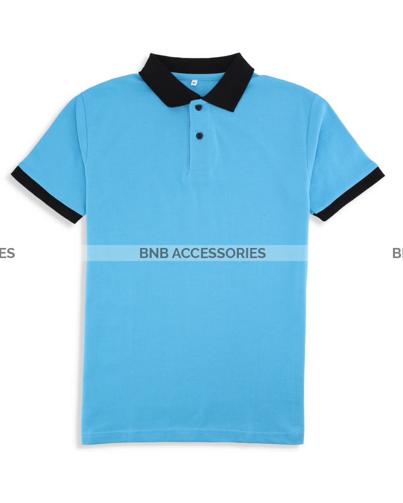 Sky Blue with Black Collar Polo For Men