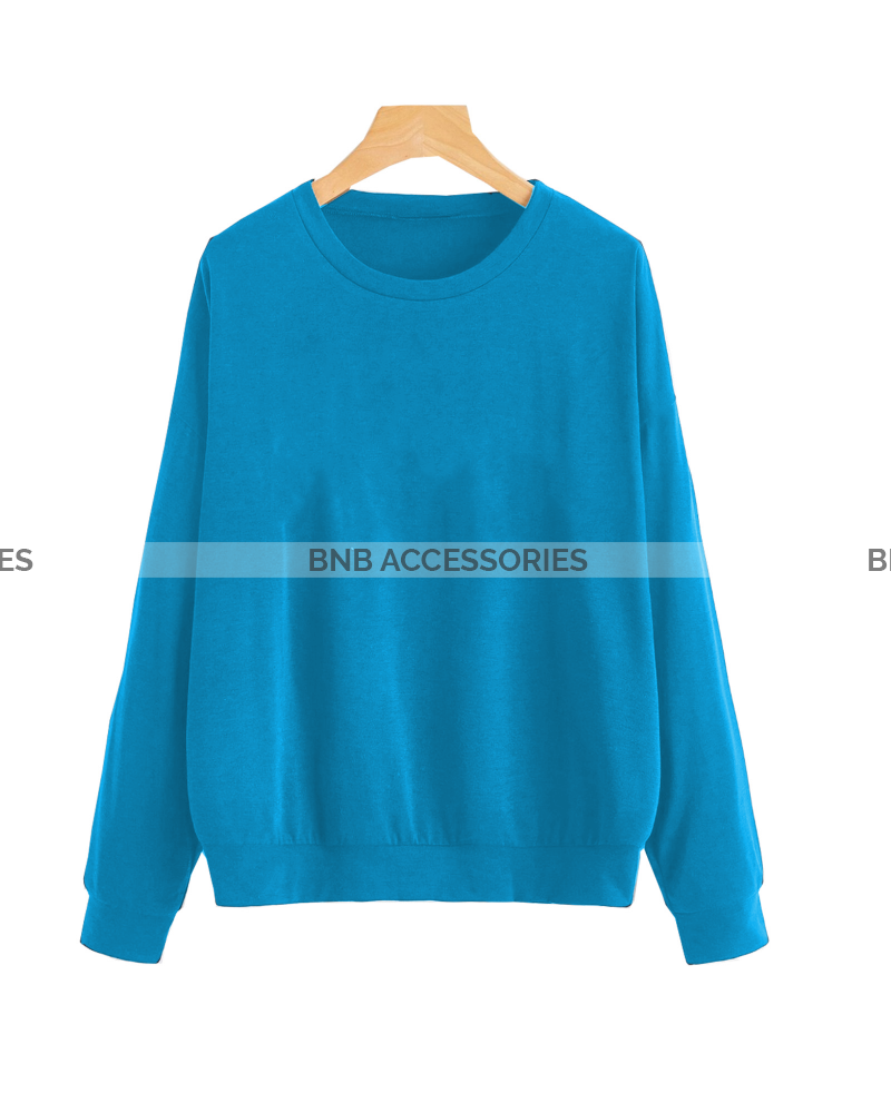 Sky Blue Basic Sweatshirt For Women