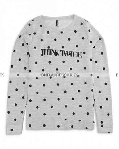 Polka Dot Think Twice Sweatshirt For Women
