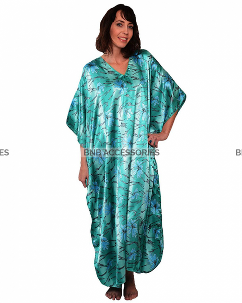 Under Water Lillies Printed Long Caftan For Women
