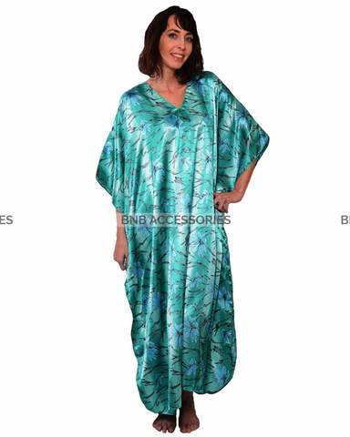 Under Water Lillies Printed Long Caftan For Women