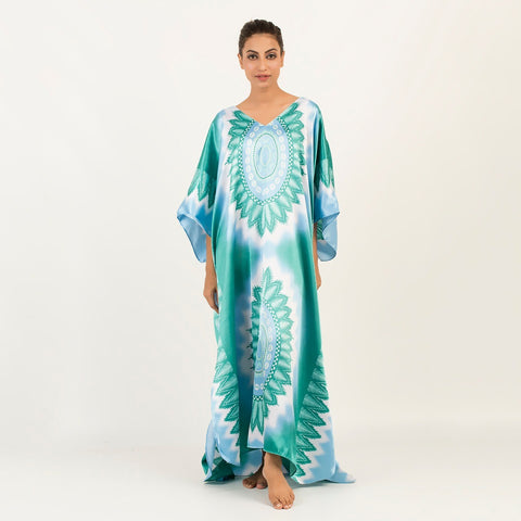Green Silk Caftan For Women