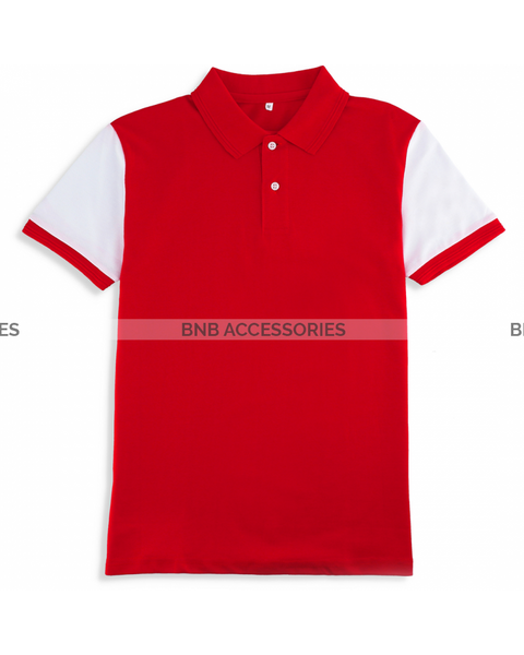 Red with White Sleeves Polo For Men