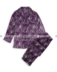 Purple Silk Night Suit For Women