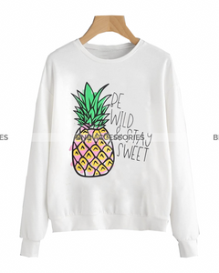 White Pineapple Printed Sweatshirt For Women