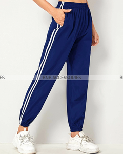 Navy Blue with White Stripes Trouser For Women