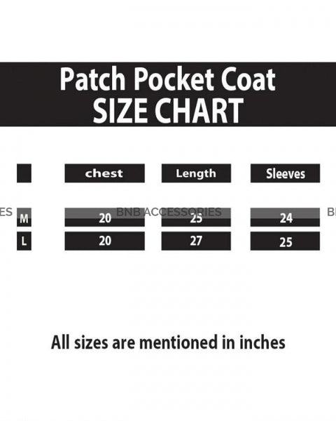 Patch Pocket Black Coat For Men